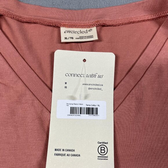 Encircled Shirt Womens XL Terra Cotta The Going Places V-Neck Bamboo Tee Soft - Picture 3 of 7